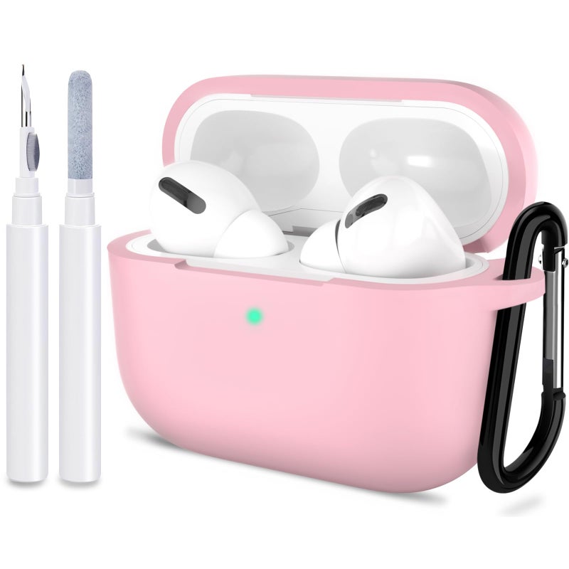 ATUAT for AirPods Pro 1st/2nd Generation Case Cover, Protective Silicone Skin Accessories with Keychain for Women Men for Apple AirPods Pro 2019/2022 Charging Case,Front LED Visible-Pink - Image 1
